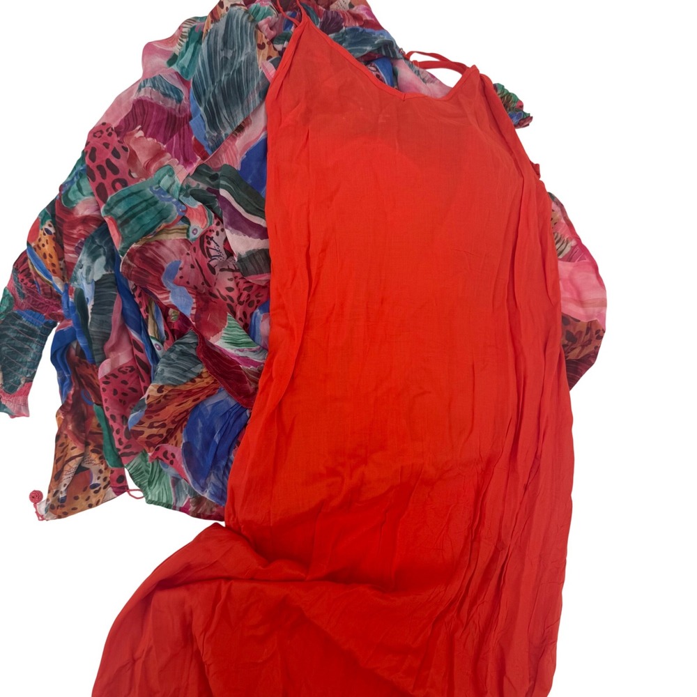 Farm Rio Mixed Print Maxi Dress Animal Collage Tie Waist Ruffle Long Sleeve XS‎ - Picture 11 of 14